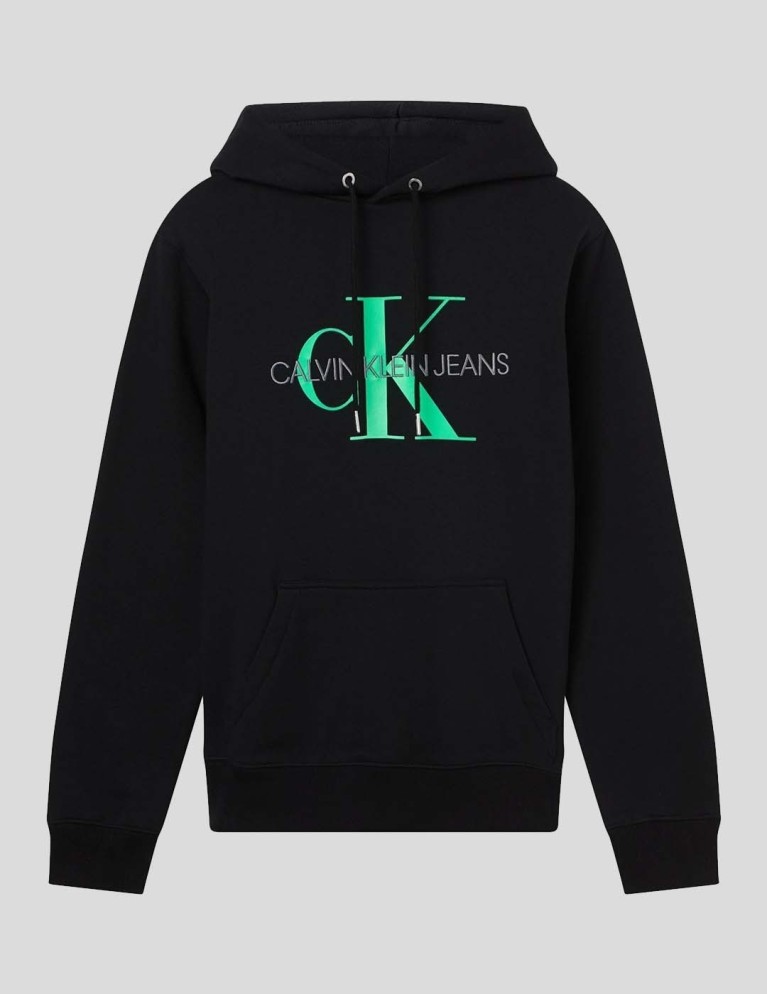 CALVIN KLEIN monogramma sudore reg hoodie nero